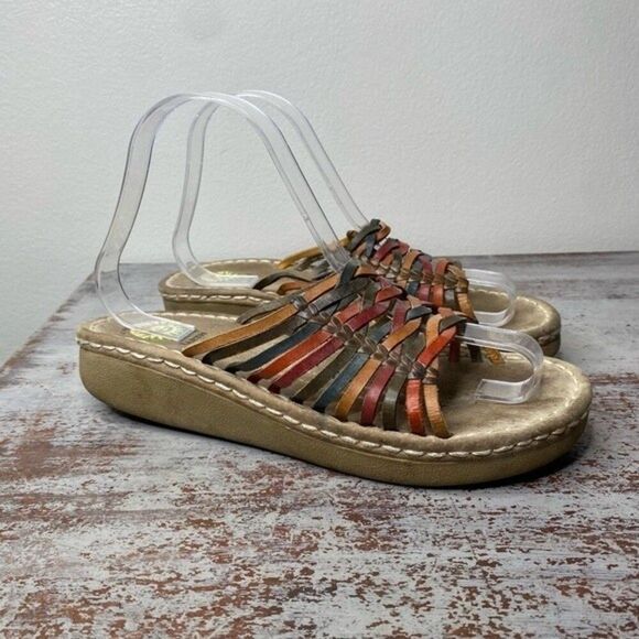 Earth spirit Gelron 2000 multicolor leather shoes sandals BoHo Bohemian 7.5 - Picture 1 of 8